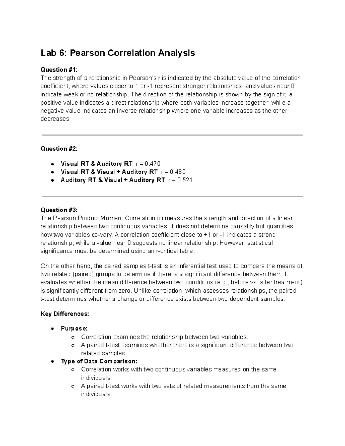 Lab 6: Pearson Correlation Analysis and Results - Studocu