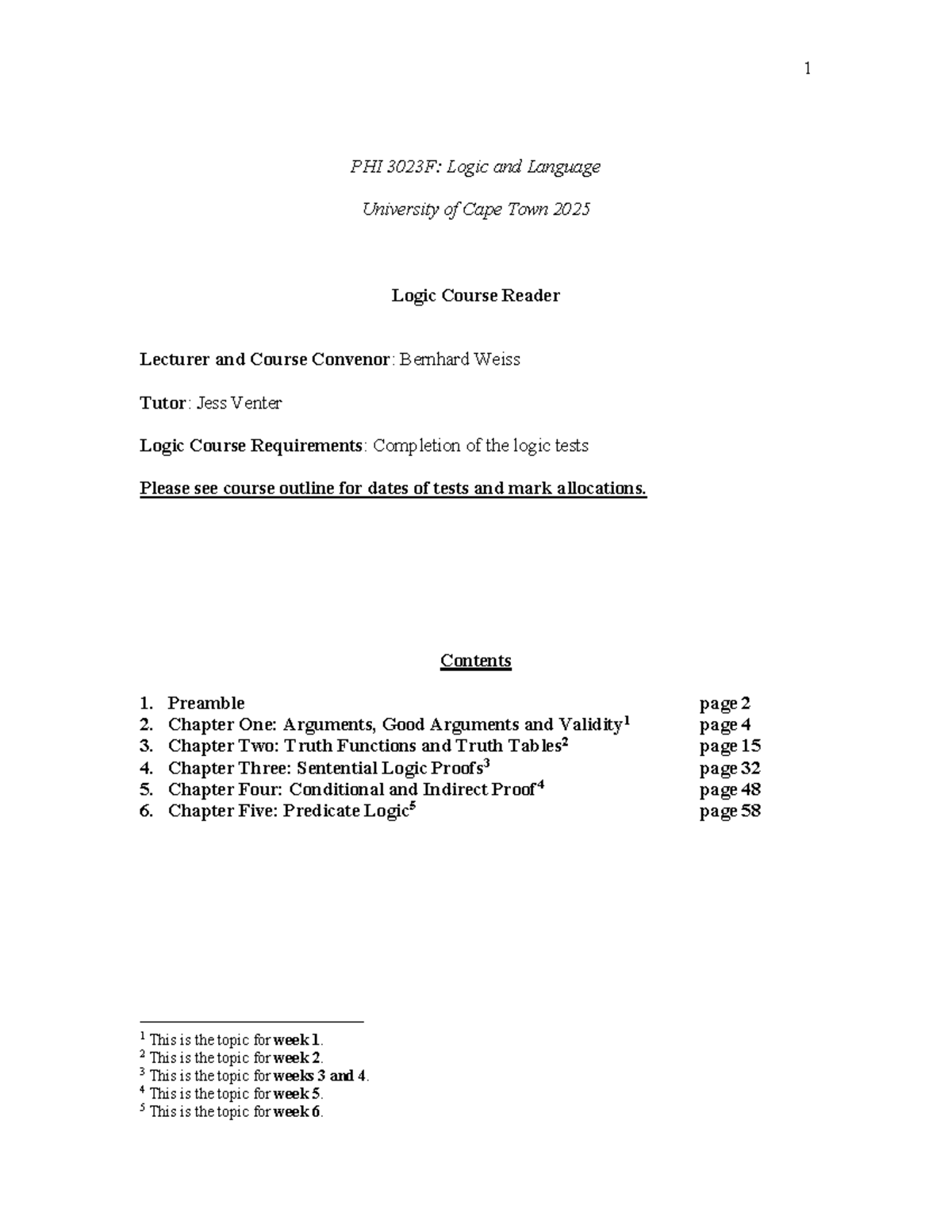 PHI 3023F: Logic Reader 2025 - Course Materials and Notes - Studocu