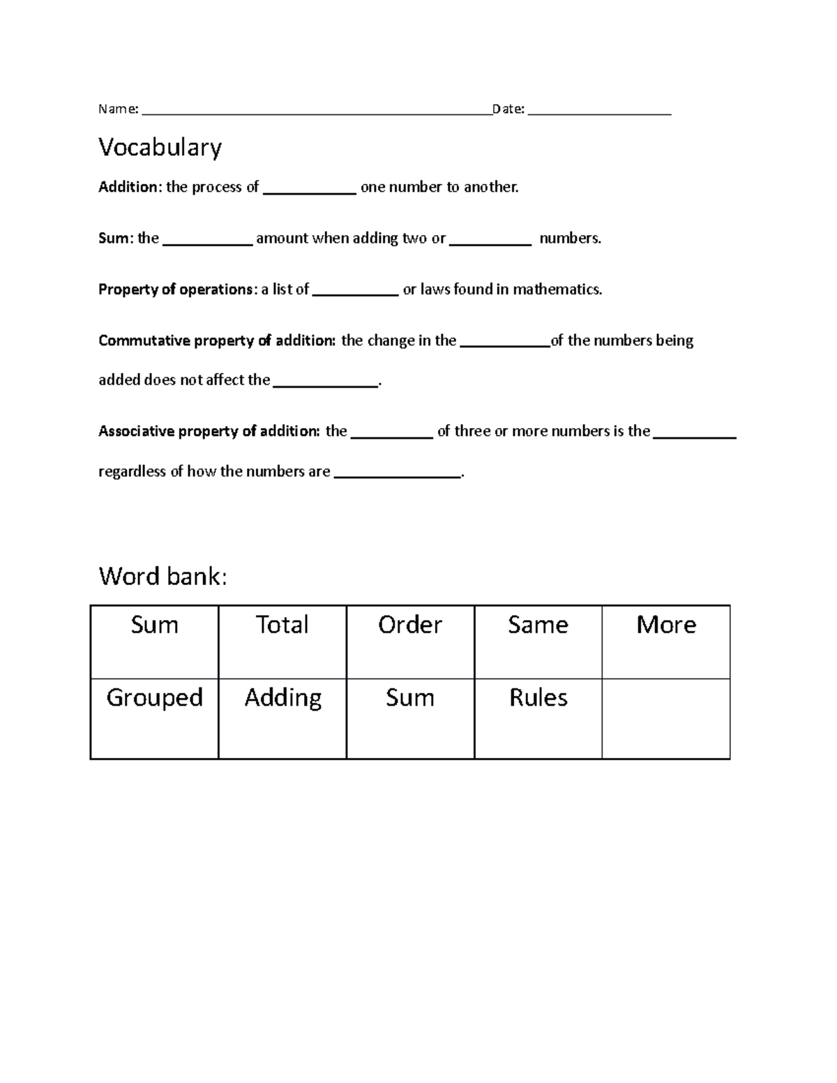 MAT-150 Topic 3 Addition Lesson Plan Worksheets - Studocu, image size:1200x1553