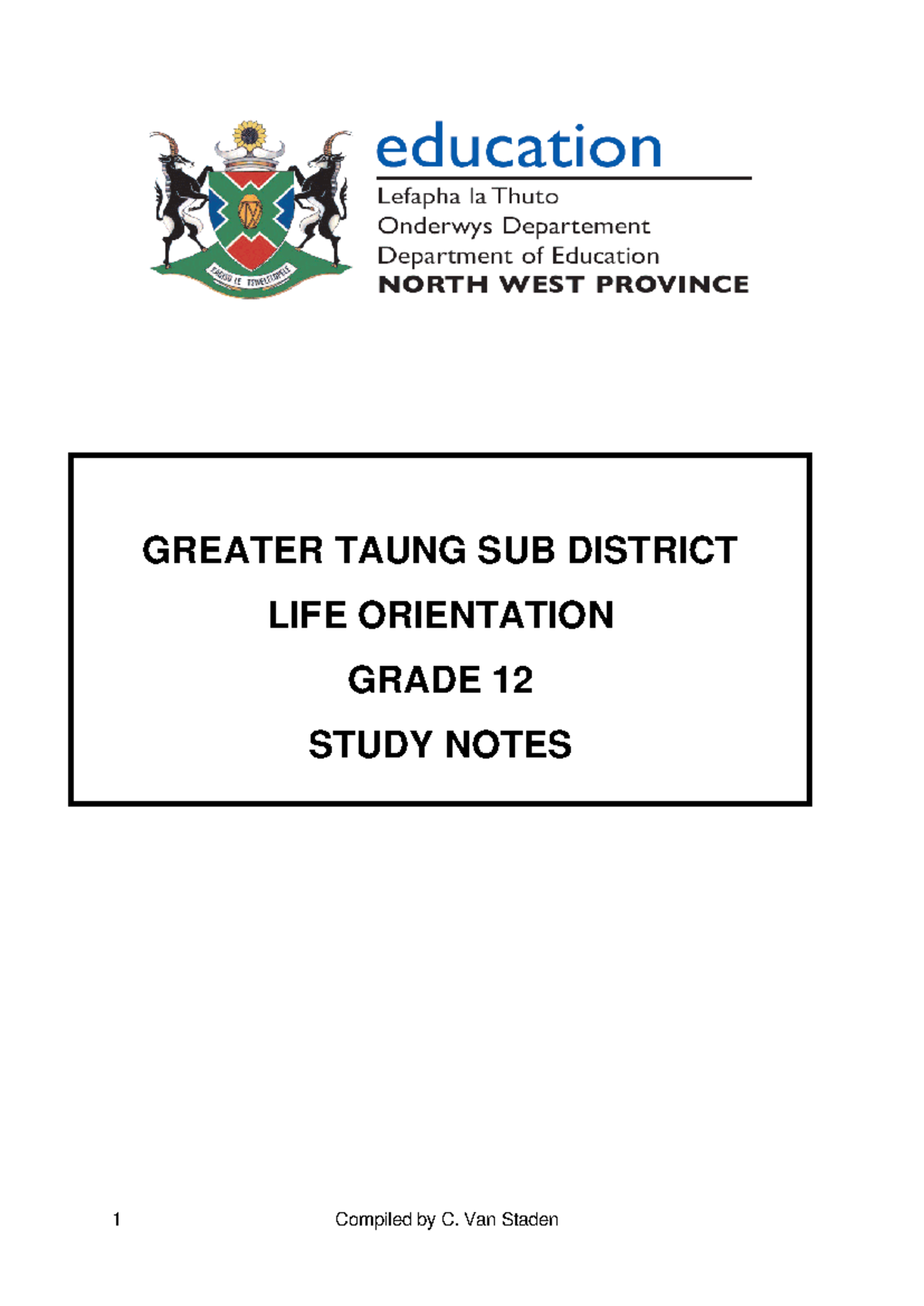 Grade 12 LO Study Notes: Life Skills & Exam Preparation Guide - Studocu