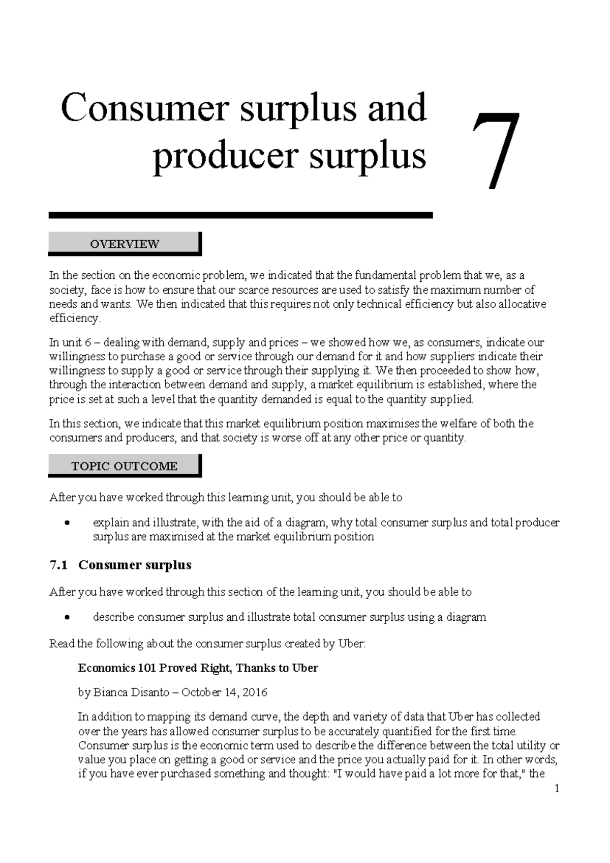 Topic 7: Consumer and Producer Surplus Overview and Analysis - Studocu