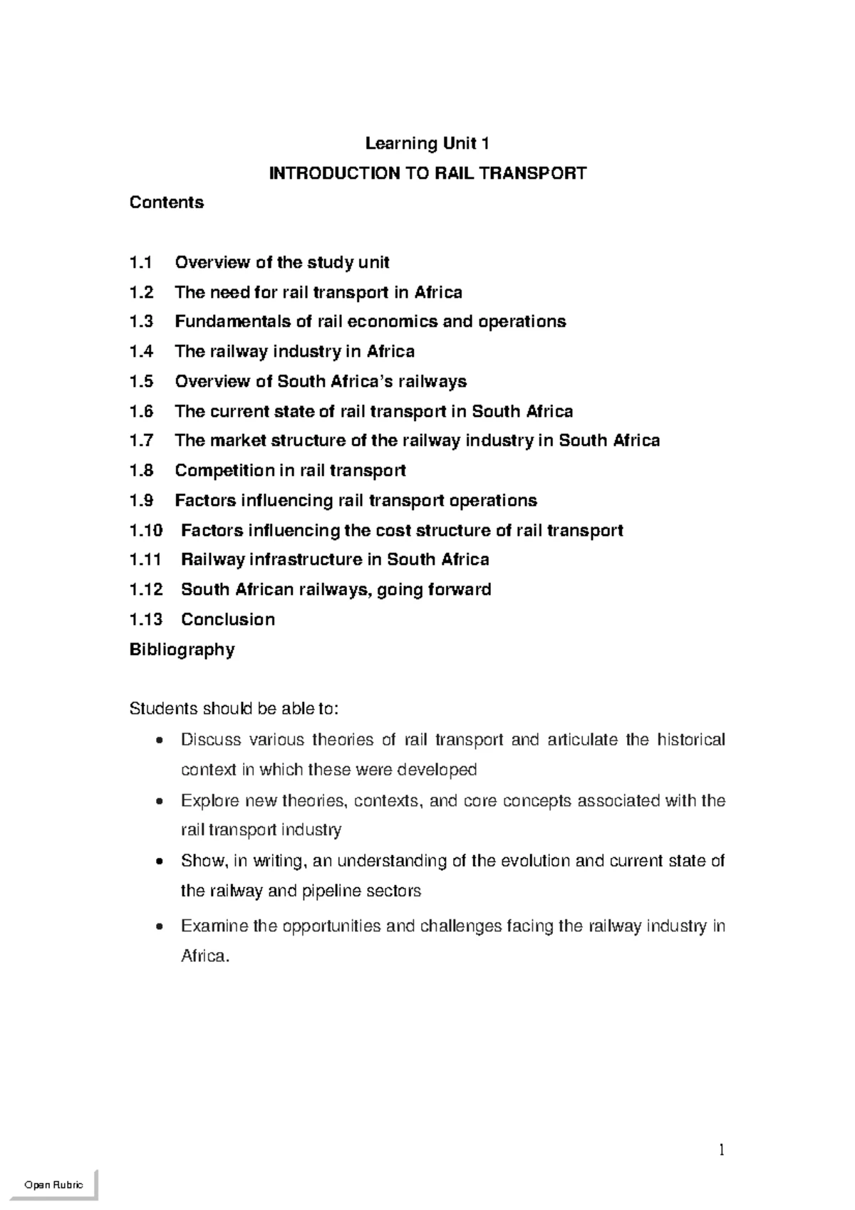 Study UNIT 3 - Integrated Transport Management Overview (TRL3701) - Studocu