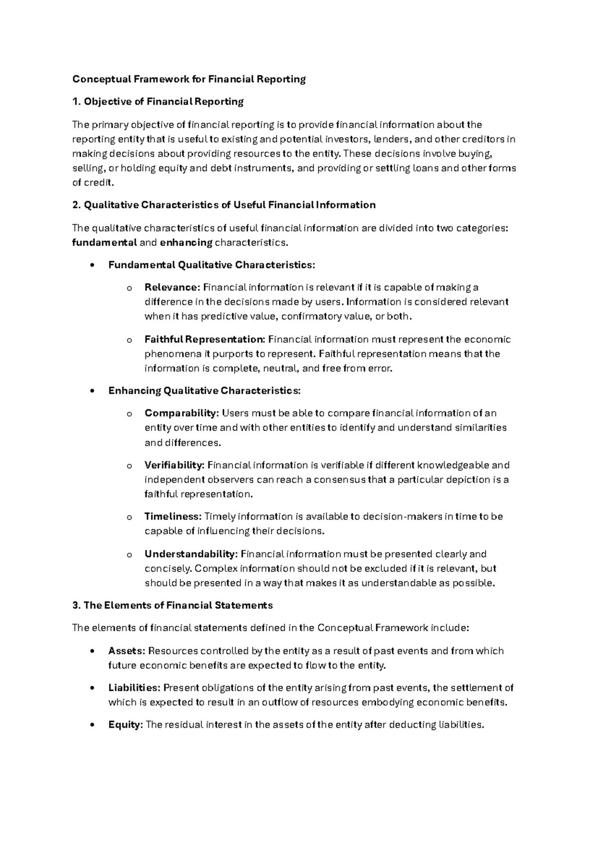 Conceptual Framework for Financial Reporting - Objective of Financial ...