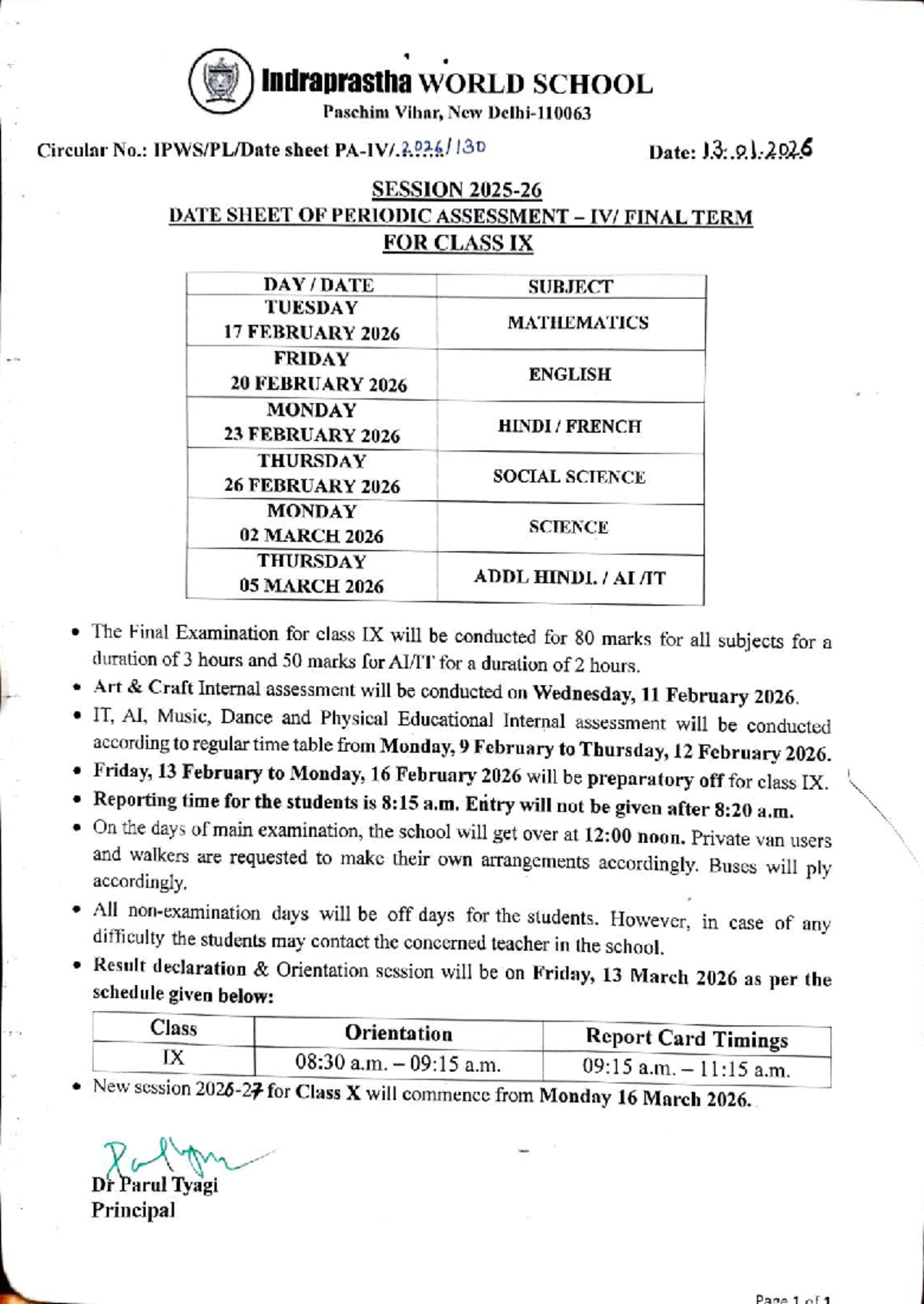Class IX Final Term Date Sheet & Syllabus for PA-IV 2025-26 - Studocu