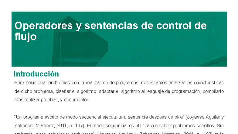 M1L4 - Operadores y Sentencias de Control de Flujo en Java - Studocu