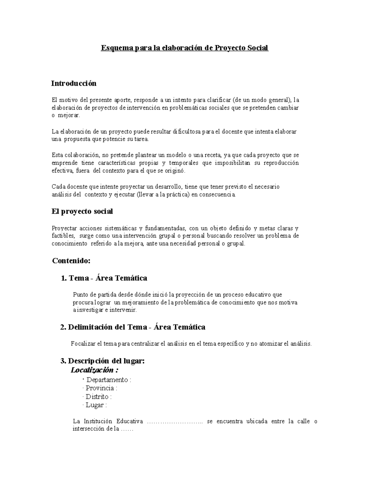 Esquema para la Elaboración de Proyectos Sociales (1) - Document Preview