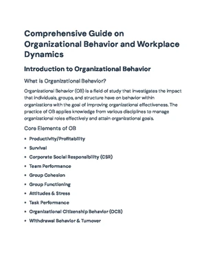 MGT 308: Organizational Behavior Final Exam Study Guide (Ch. 12-17 ...