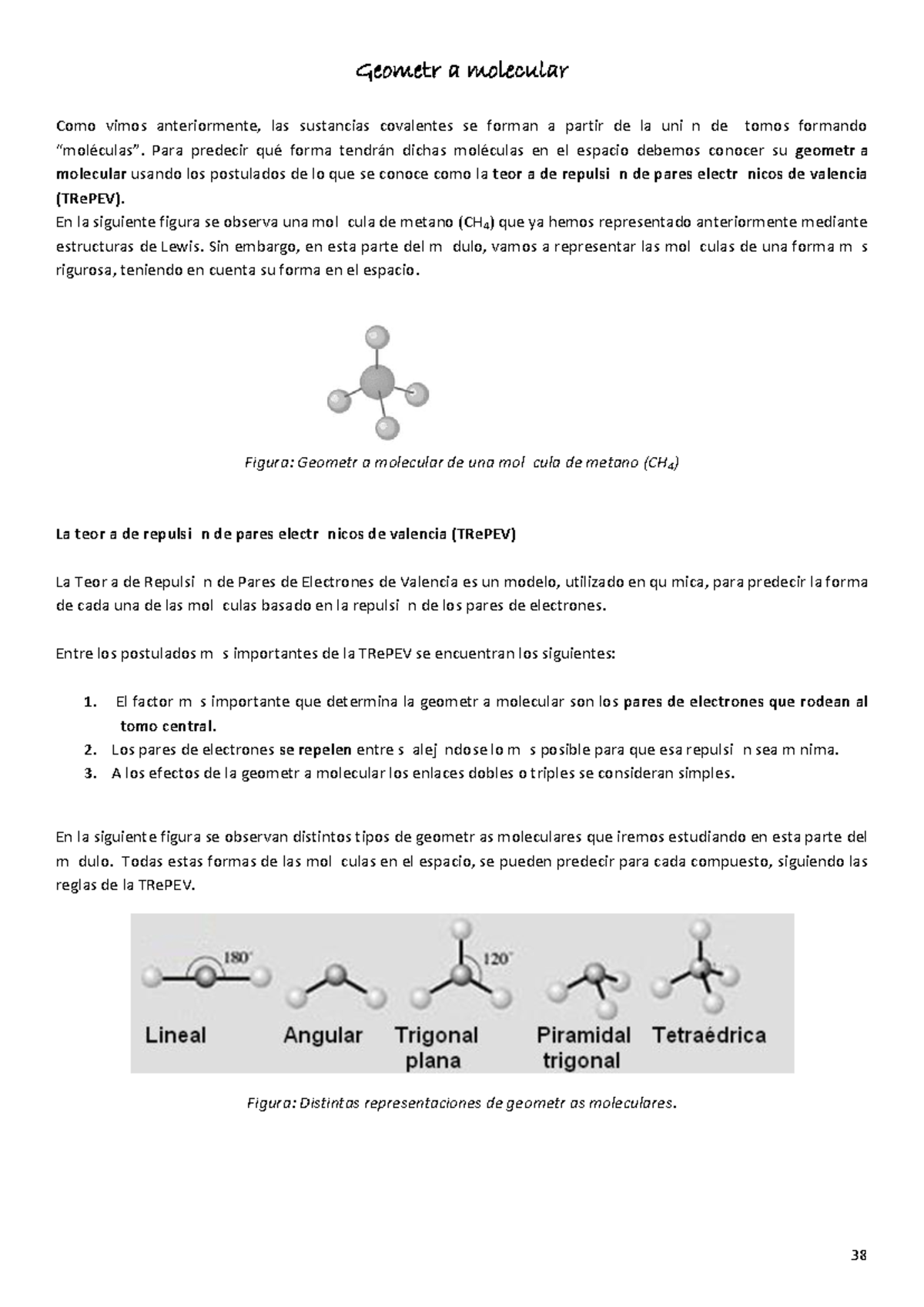 Geometría Molecular y TRePEV: Estudio de CH4 y H2O (3A-FISQUIM) - Studocu