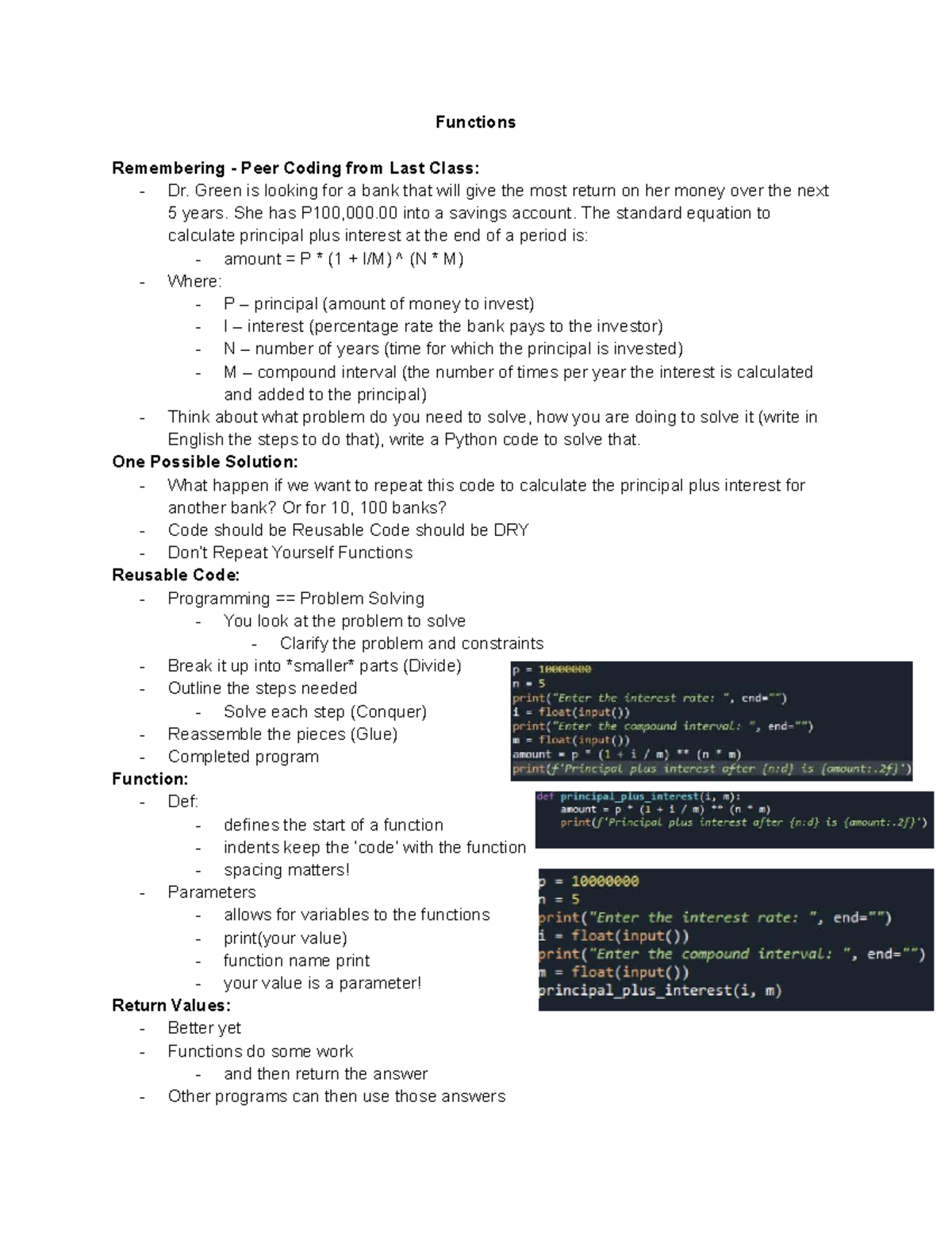 CS 152: Functions, Conditionals, and Loops - Module 2 Study Notes - Studocu