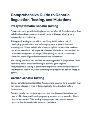 Genetic Testing and Gene Regulation: Techniques and Overview (MGT 101 ...