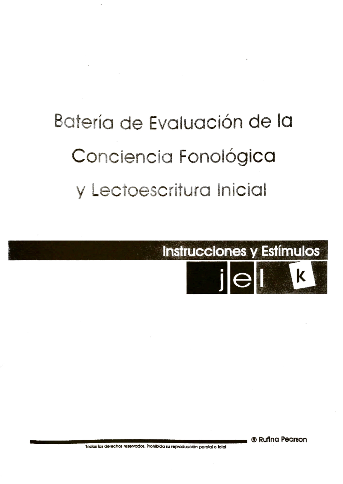 Evaluación de Conciencia Fonológica y Lectoescritura Inicial - JEL - Document Preview