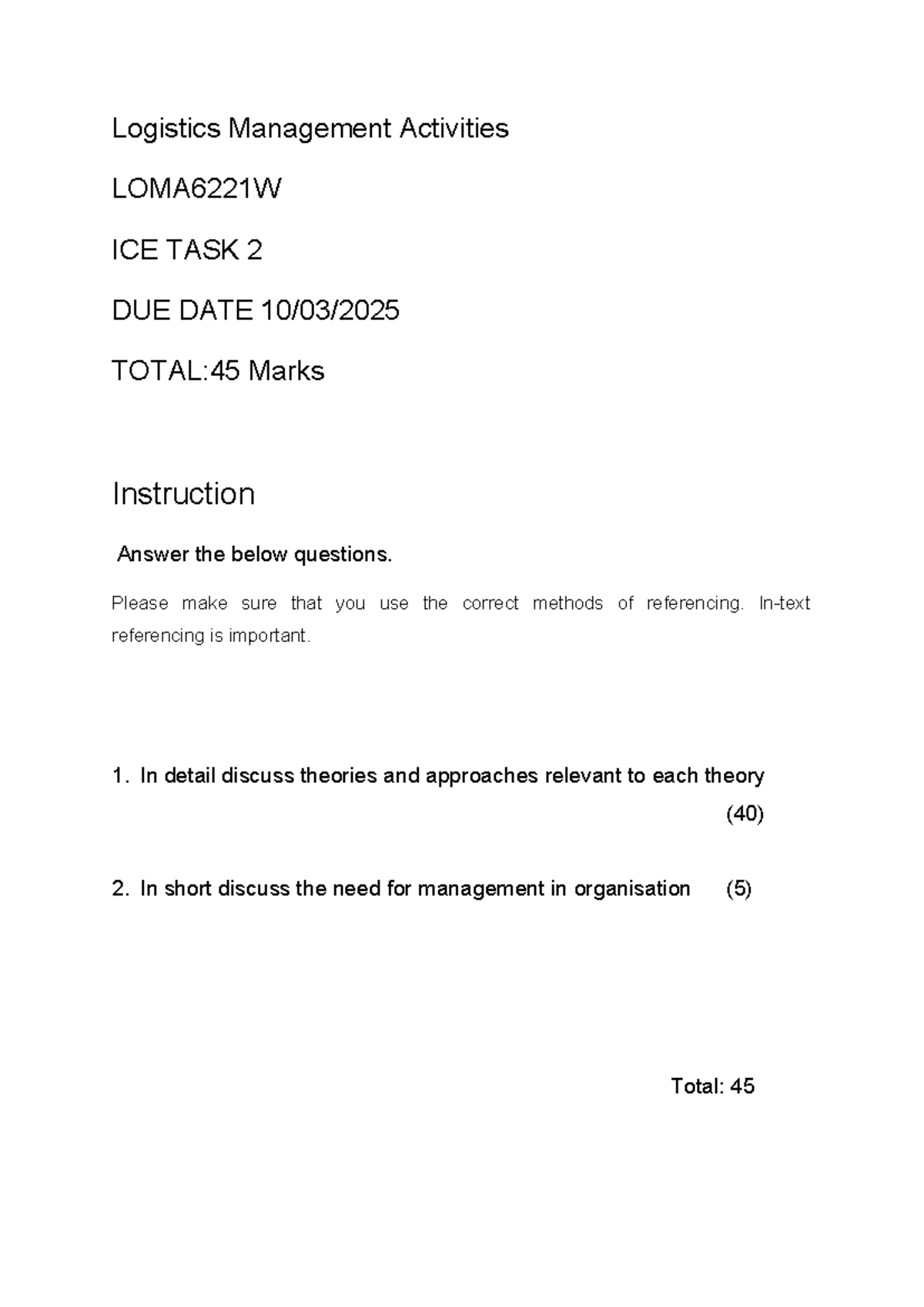 Ice task 2 Logistics Management - Logistics Management Activities ...