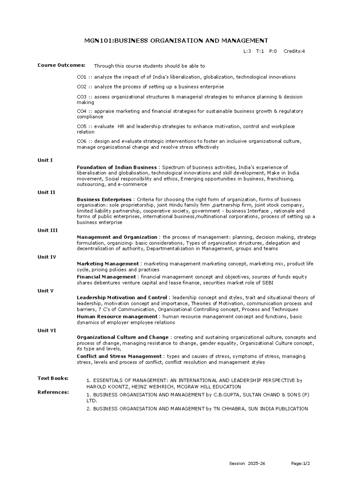MGN101: Business Organization and Management Lecture Notes - Studocu