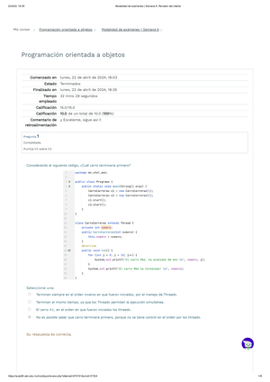 POO examen semana 6 - Programación orientada a objetos 1. Mis cursos 2 ...