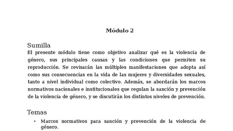 Módulo 2: Análisis de la Persistente Violencia de Género - Studocu