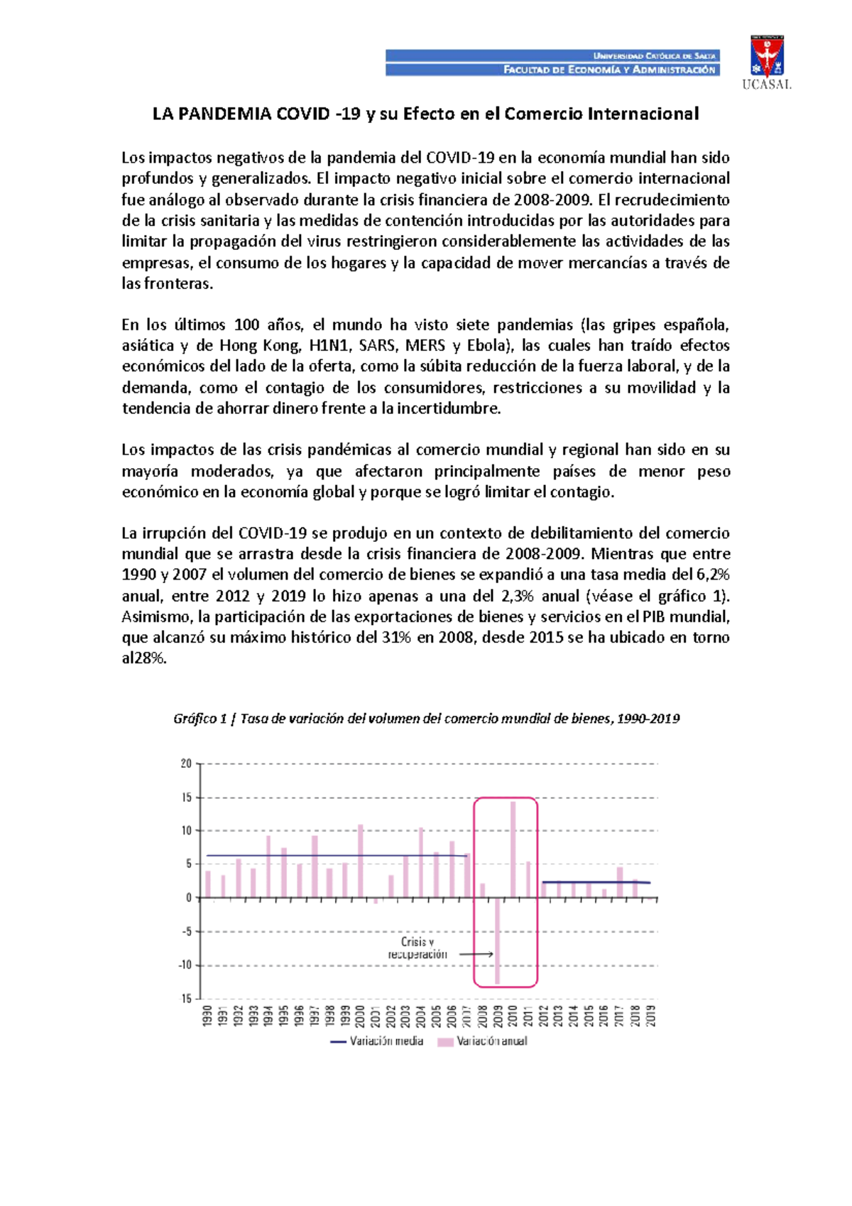 LA PANDEMIA COVID-19 Y SU IMPACTO EN EL COMERCIO INTERNACIONAL - Studocu