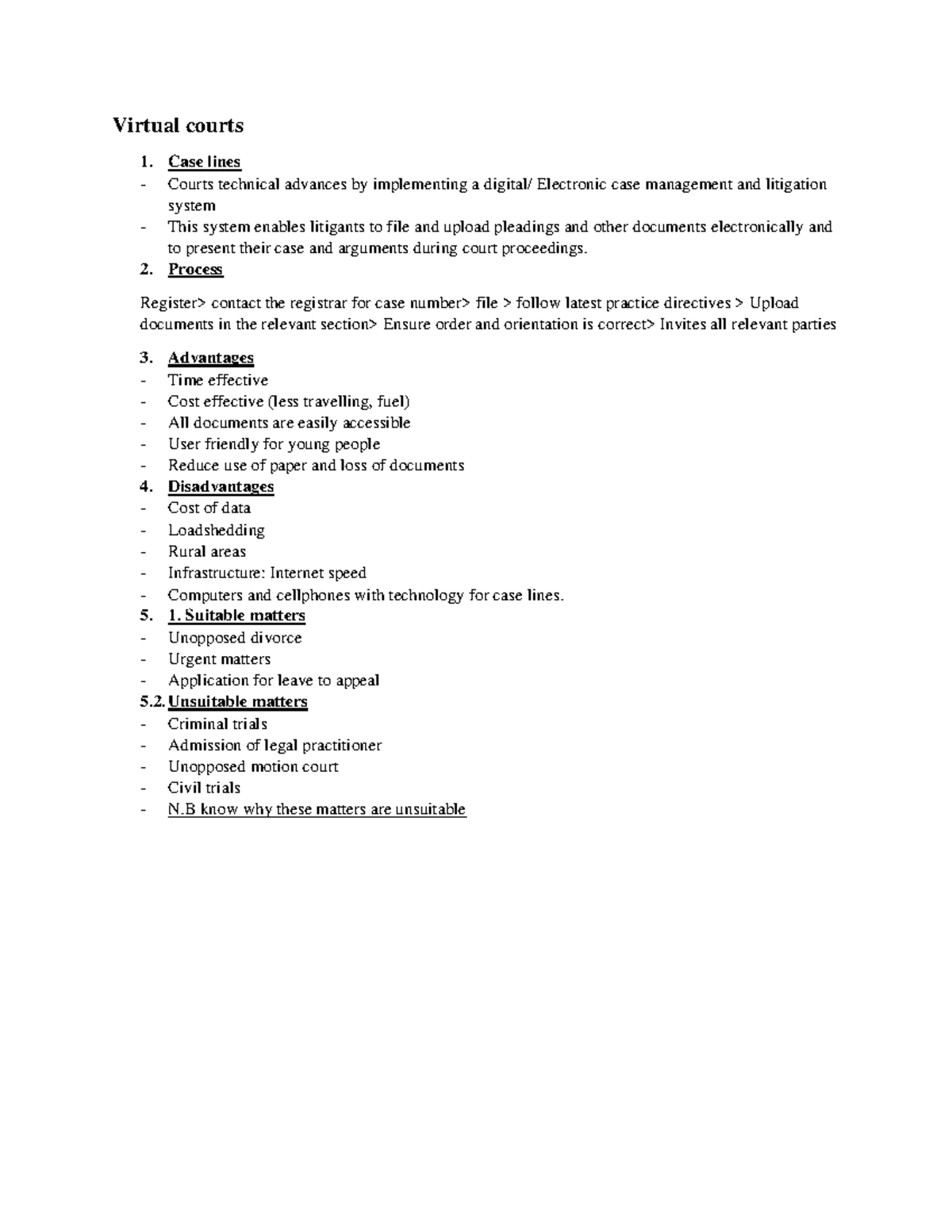 Applied Legal Studies - Case Lines Notes for Virtual Courts - Studocu