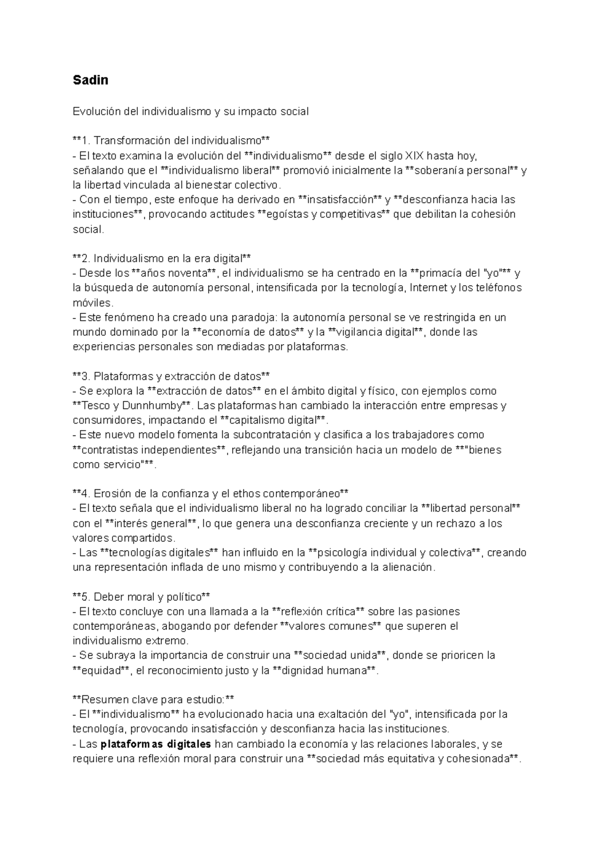 Resumen del libro "La era del individuo tirano" de Éric Sadin - Document Preview