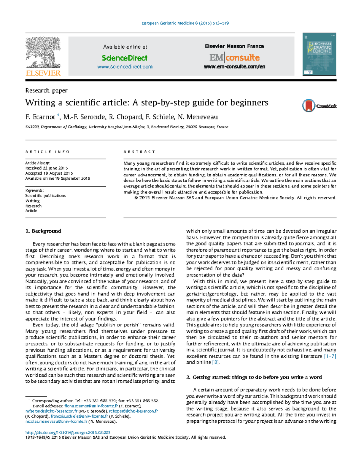 Writing a scientific article - Research paper Writing a scientific ...