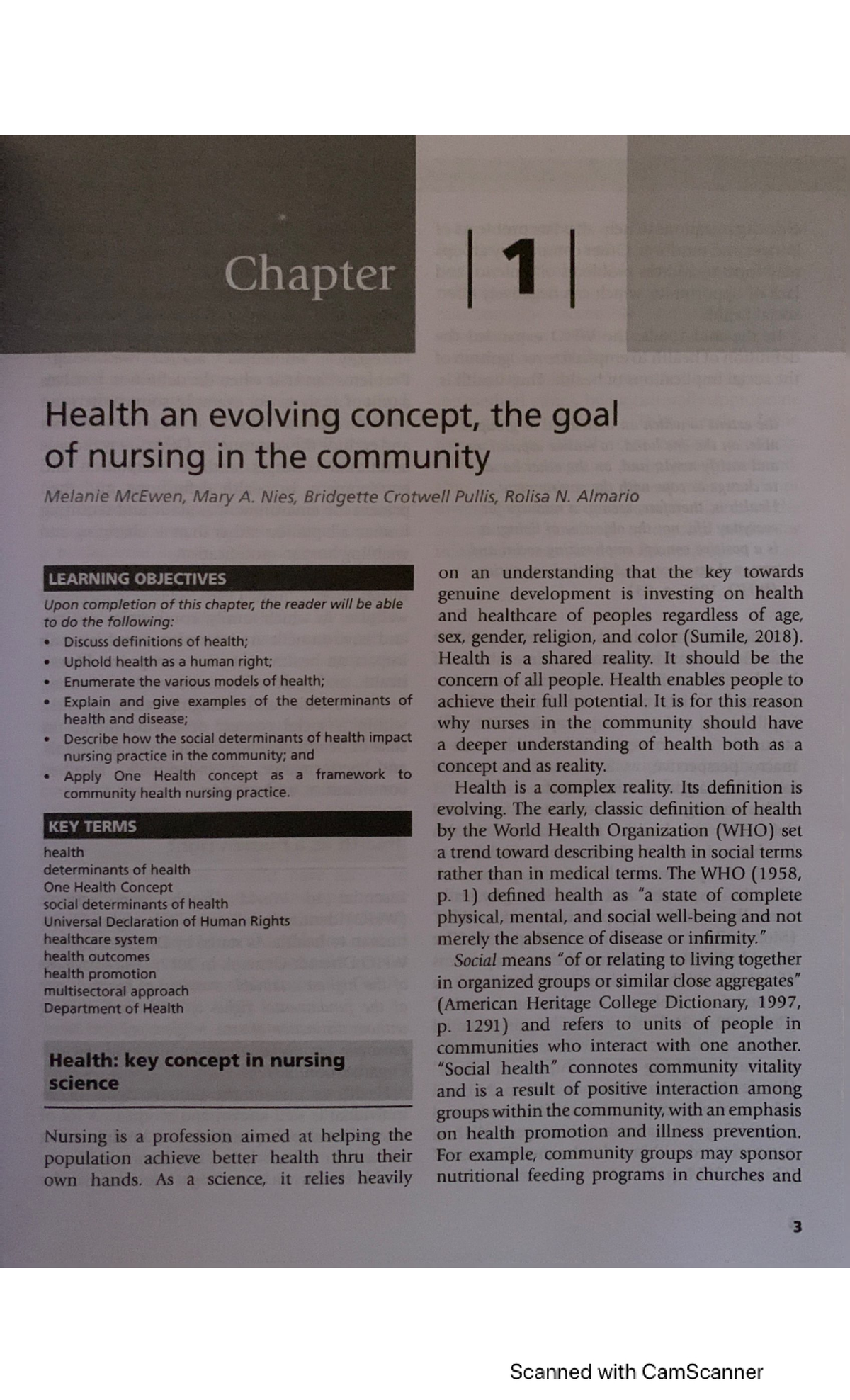 Chapter 1 - Health: An Evolving Concept in Community Nursing - Studocu