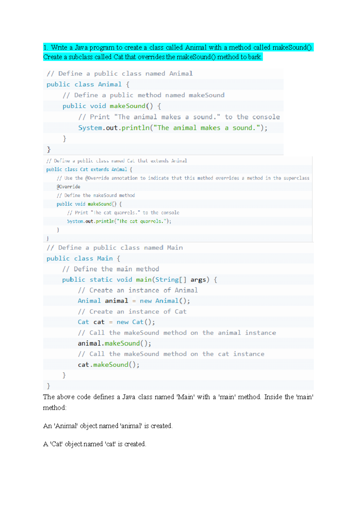 Inheritance Practice Exercises: Java OOP Concepts and Implementation ...