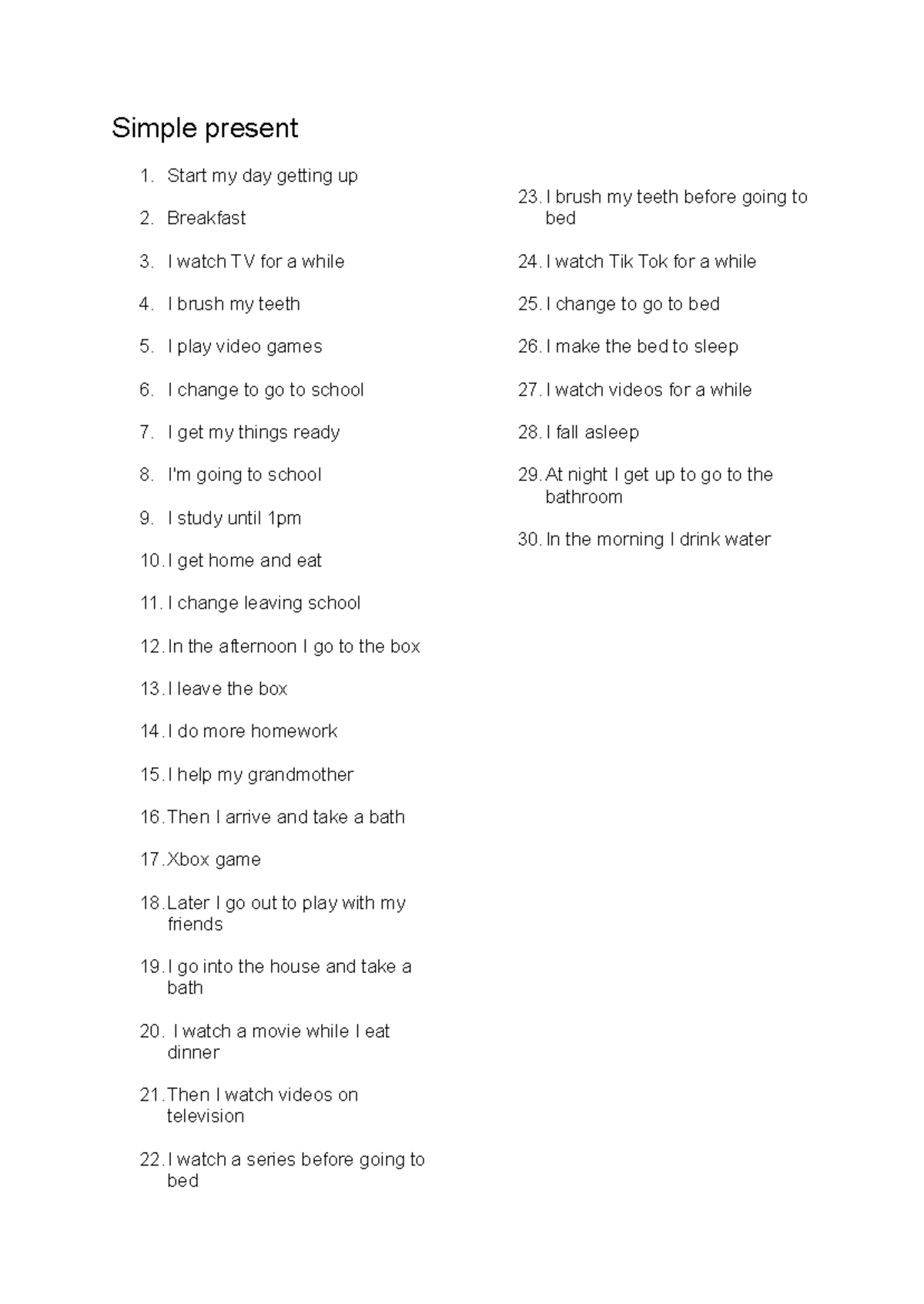 Simple Present Tense Daily Routine - English Practice - Studocu