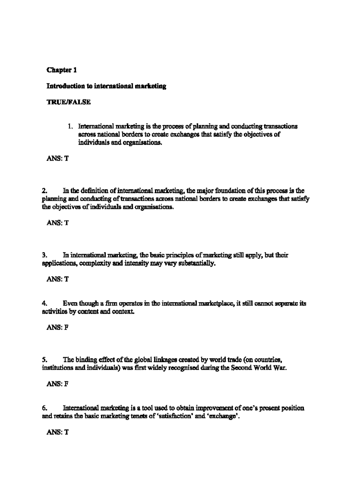 IMK 101 Midterm Exam Testbank: International Marketing Concepts - Studocu