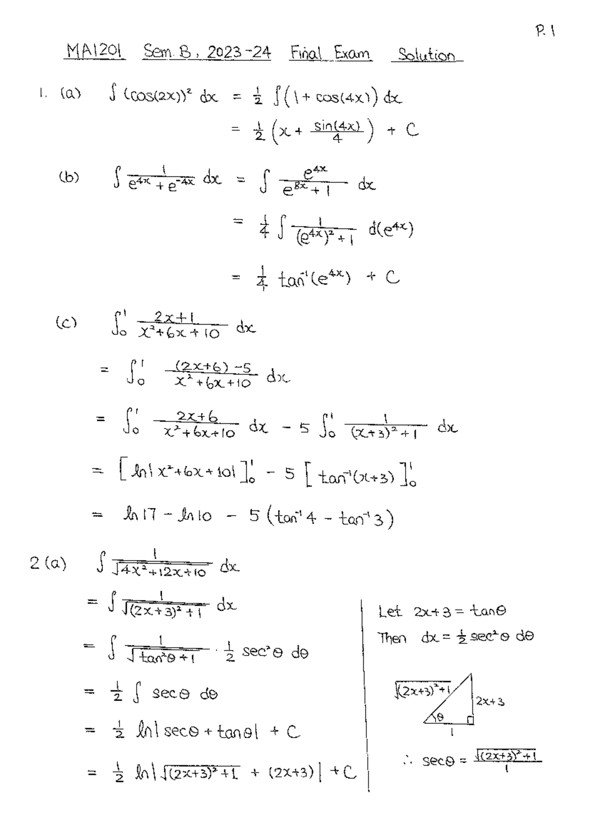 202402 MA1201 Final Exam Solutions and Detailed Steps - Studocu
