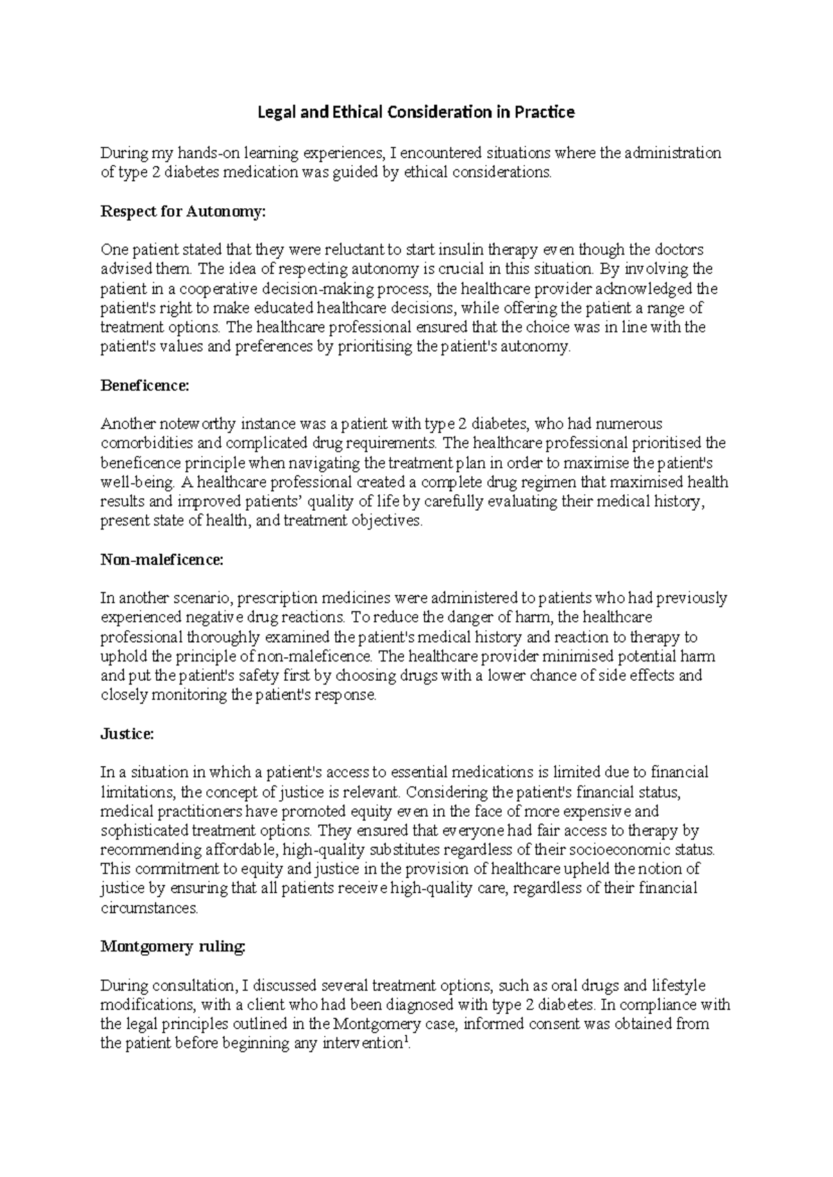 Legal and Ethical consideration in Practice - Respect for Autonomy: One ...