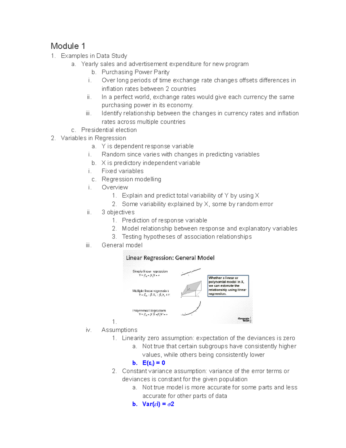 ISYE6414 Module 1: Data Analysis & Regression Techniques Summary - Studocu