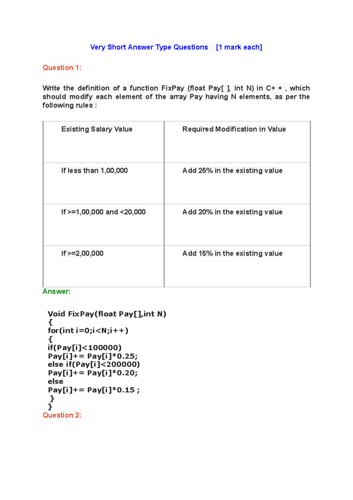 Chapter 7 Very Short Answer Type Questions - Very Short Answer Type ...