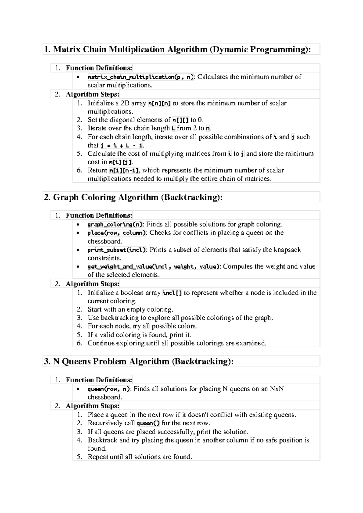 DAA: Matrix Chain Multiplication, Graph Coloring & N Queens Algorithms ...