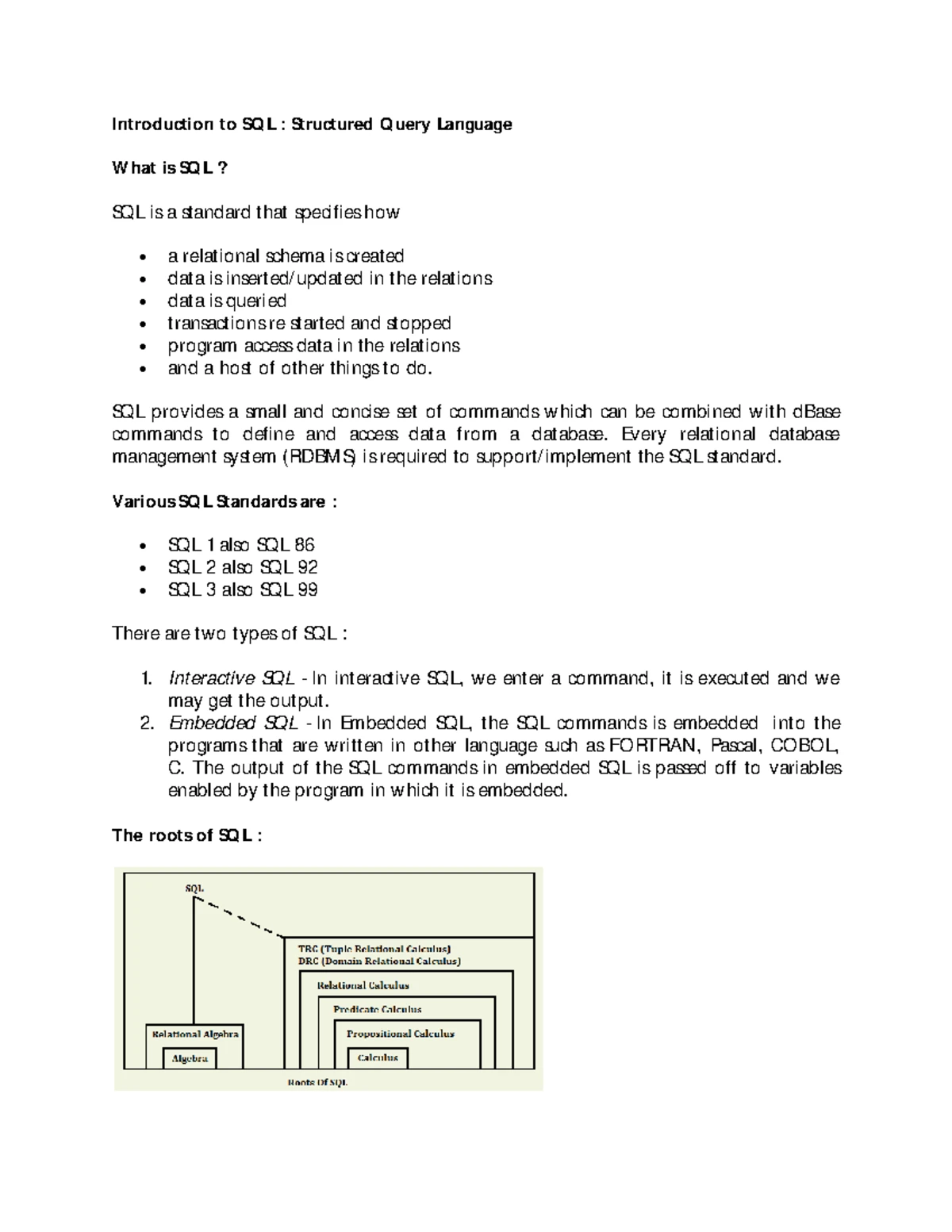DBMS Module 3: Structured Query Language (SQL) Tutorial - Studocu