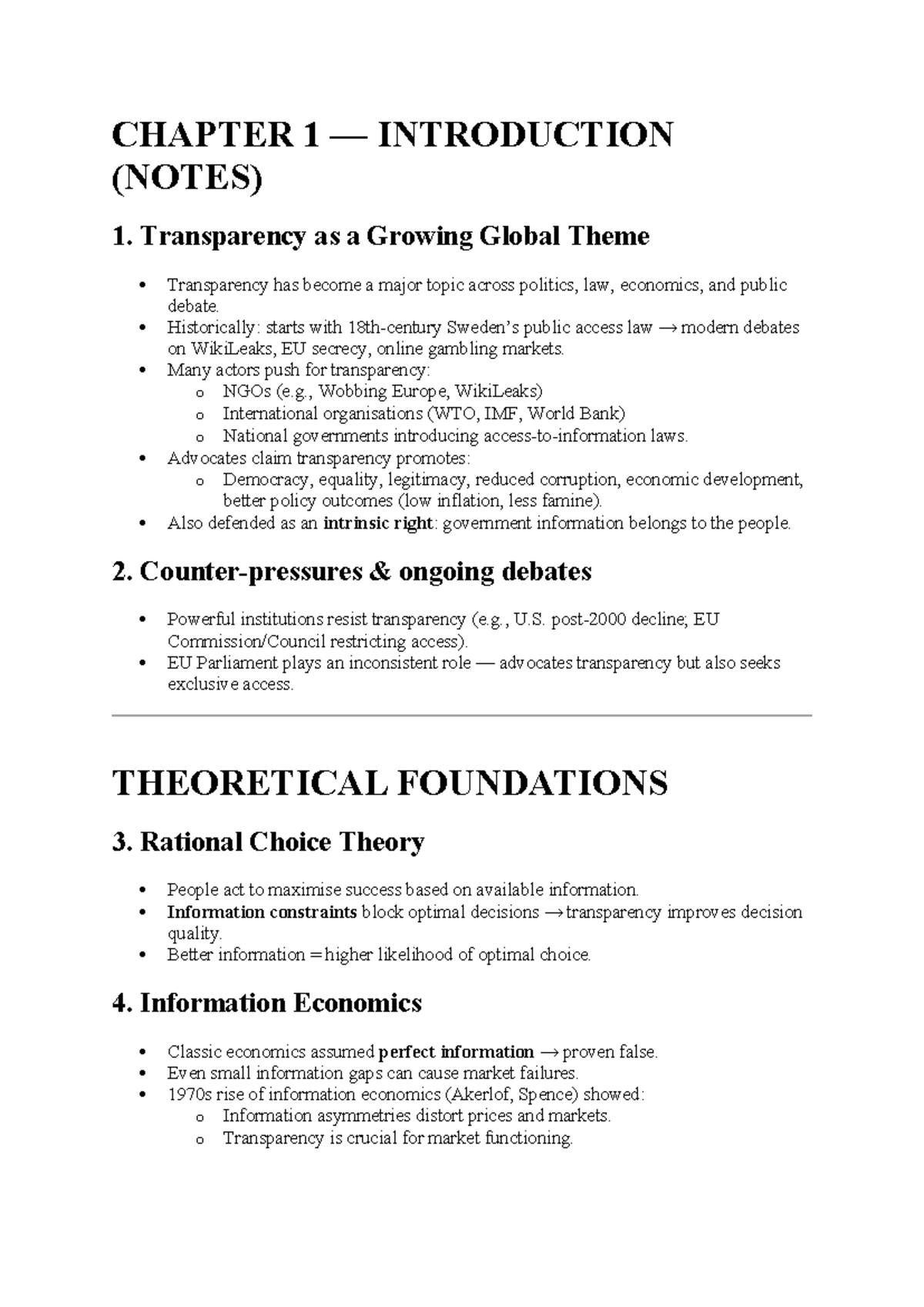 CHAPTER 1: INTRODUCTION TO TRANSPARENCY (NOTES) - Studocu