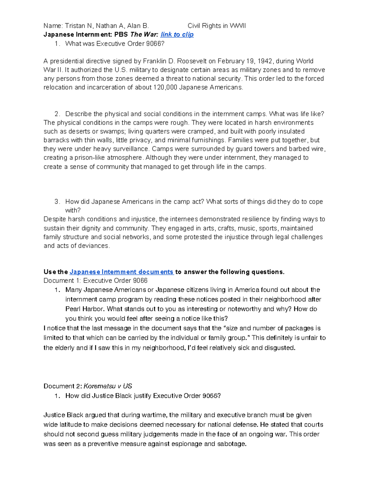 Civil Rights in WWII: Japanese Internment & Double V Campaign Analysis ...