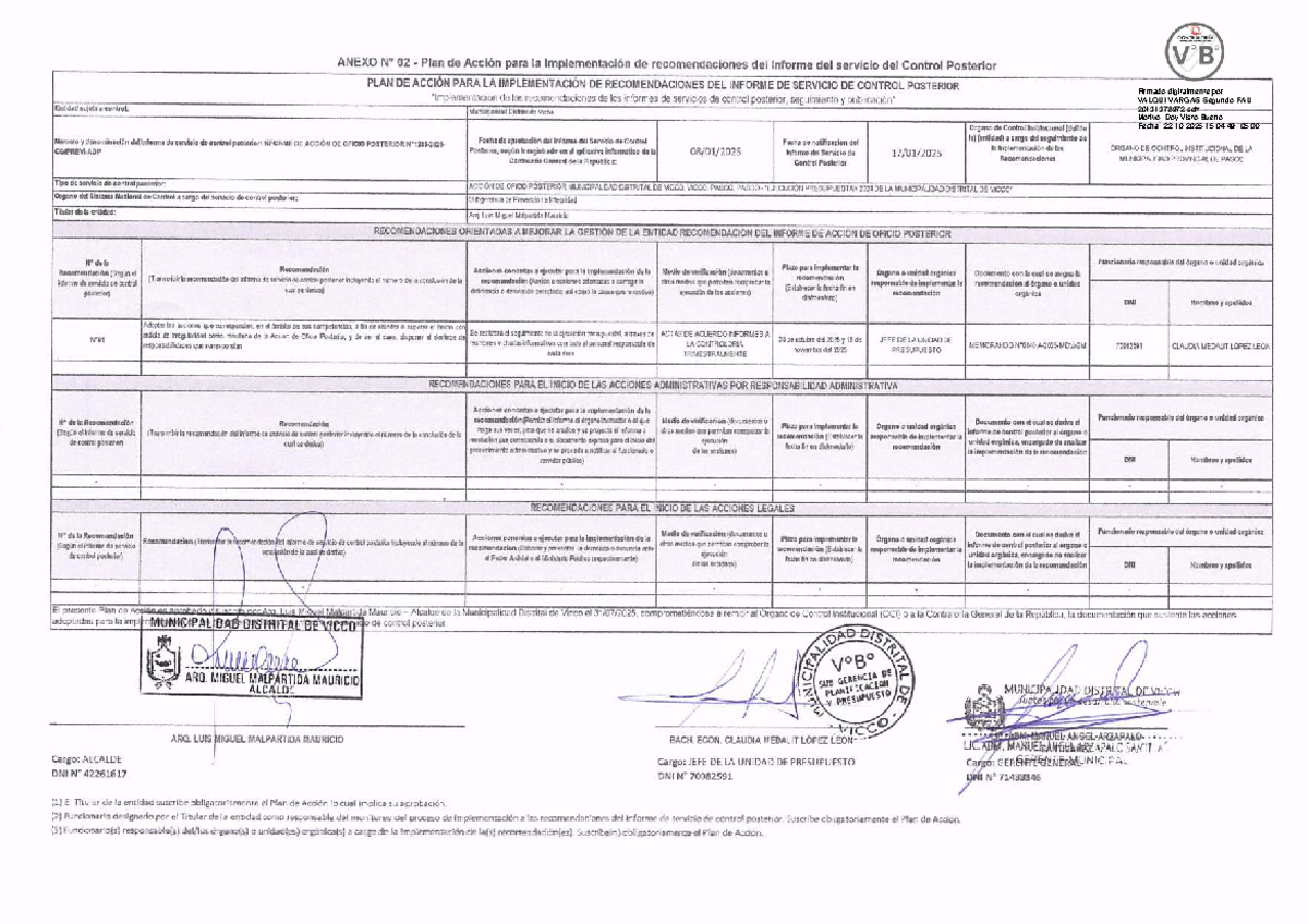 Plan de Acción para la Implementación de Recomendaciones del Informe de ...