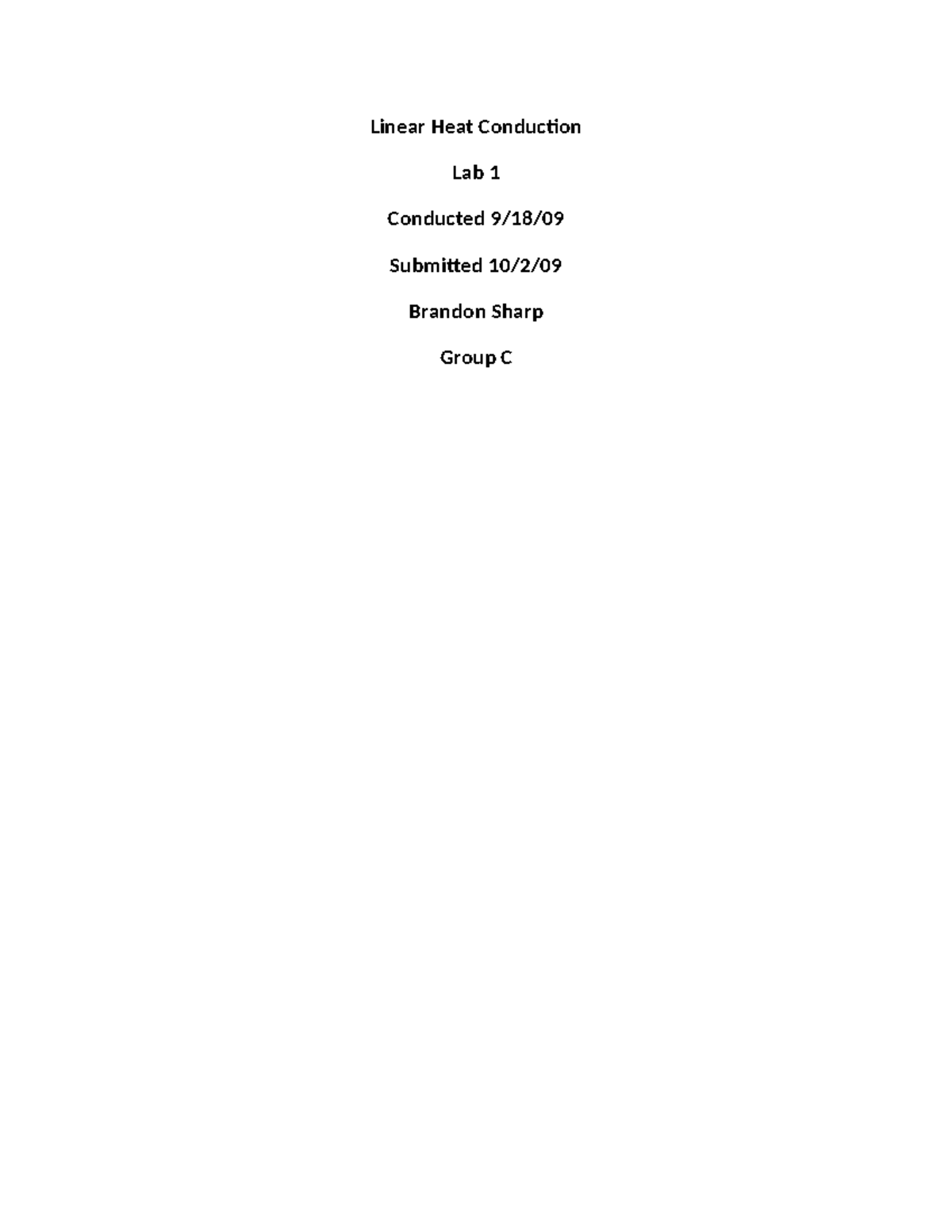 MAE 450 Lab 1 - Linear Heat Conduction Experiment Analysis - Studocu