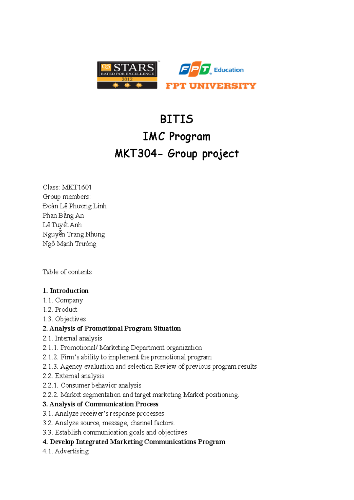 MKT304 - Group Assignment - Comprehensive IMC Plan for Biti's - Studocu