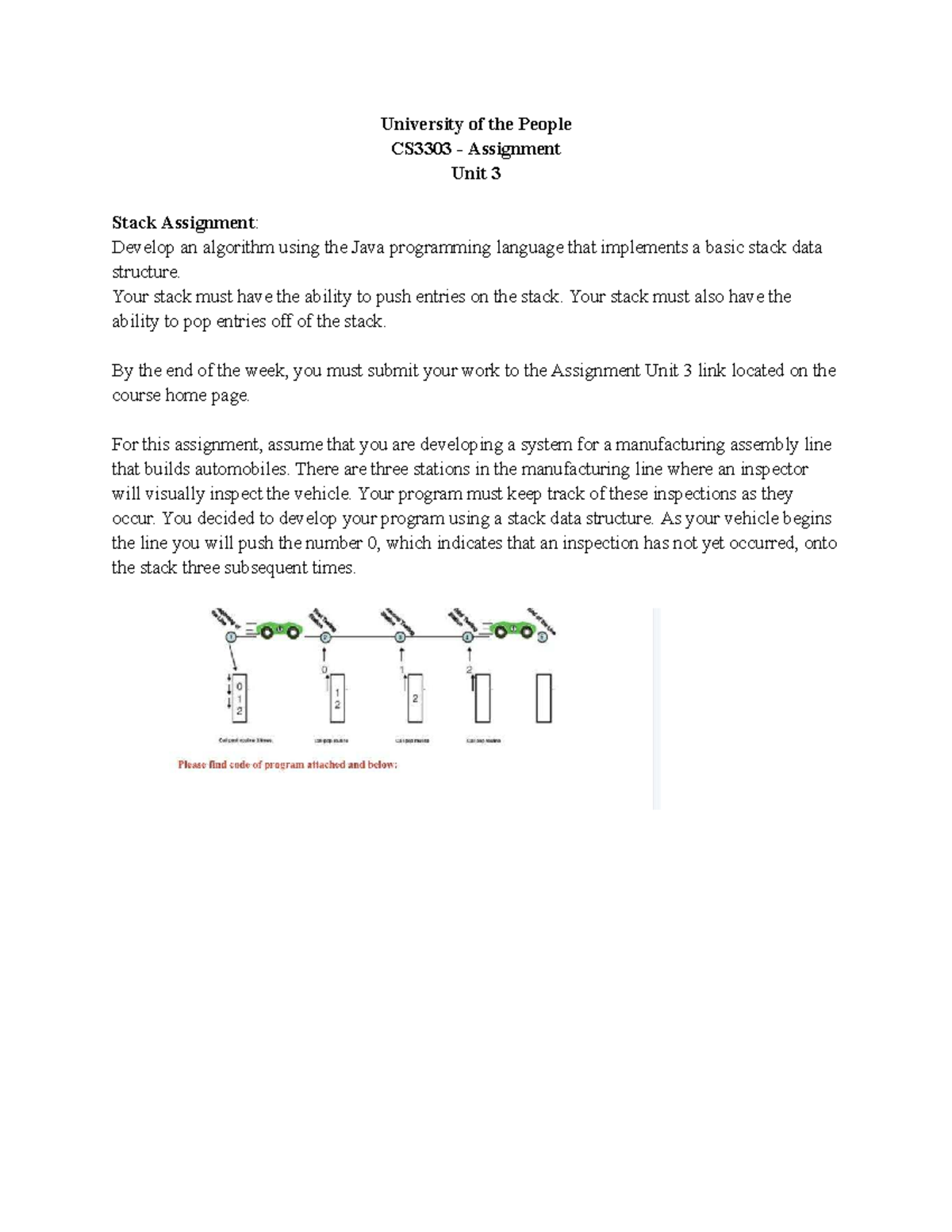 CS3303 - Assignment Unit 3: Java Stack Implementation for Inspections ...