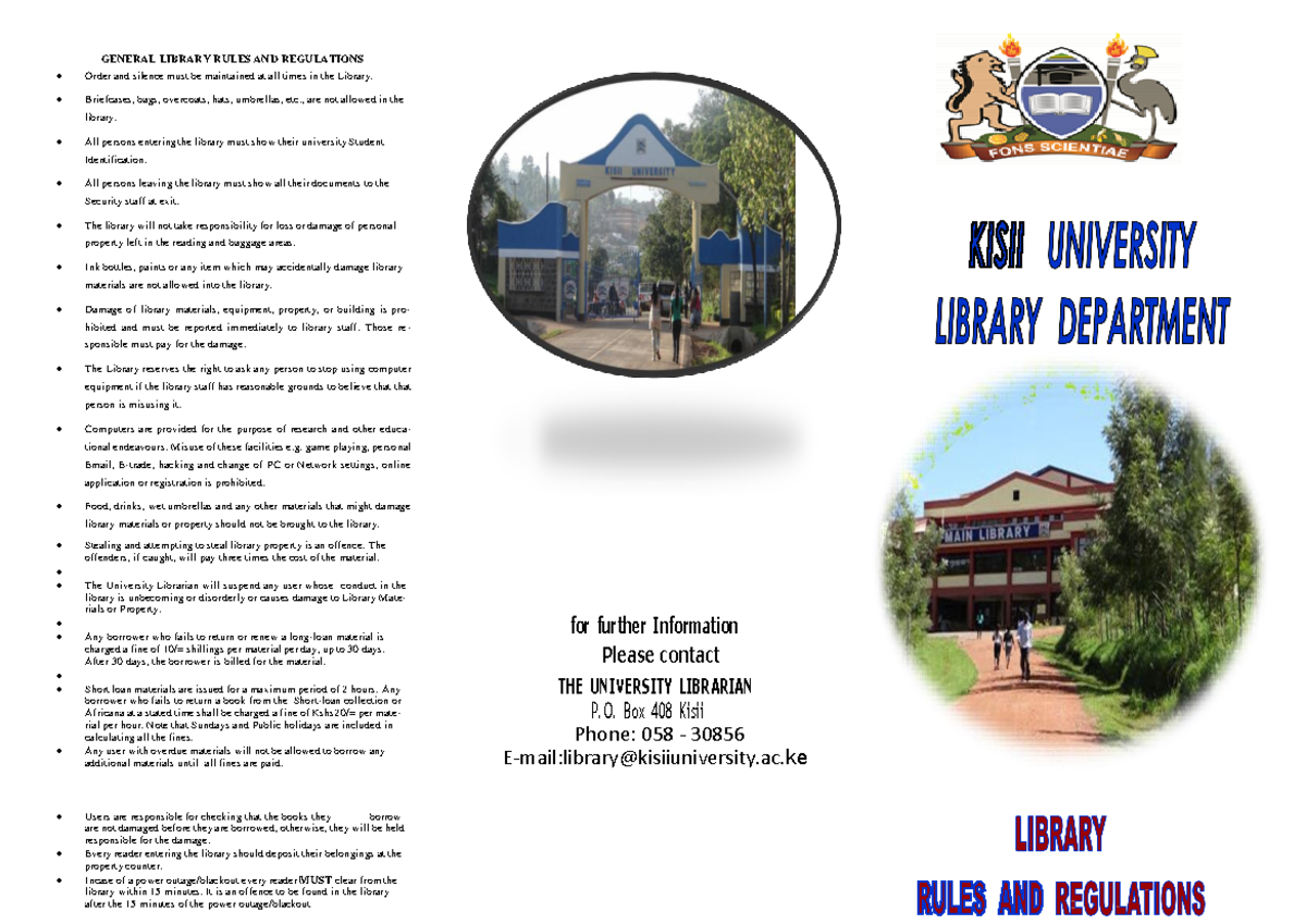 Library Rules AND Regulations - GENERAL LIBRARY RULES AND REGULATIONS ...