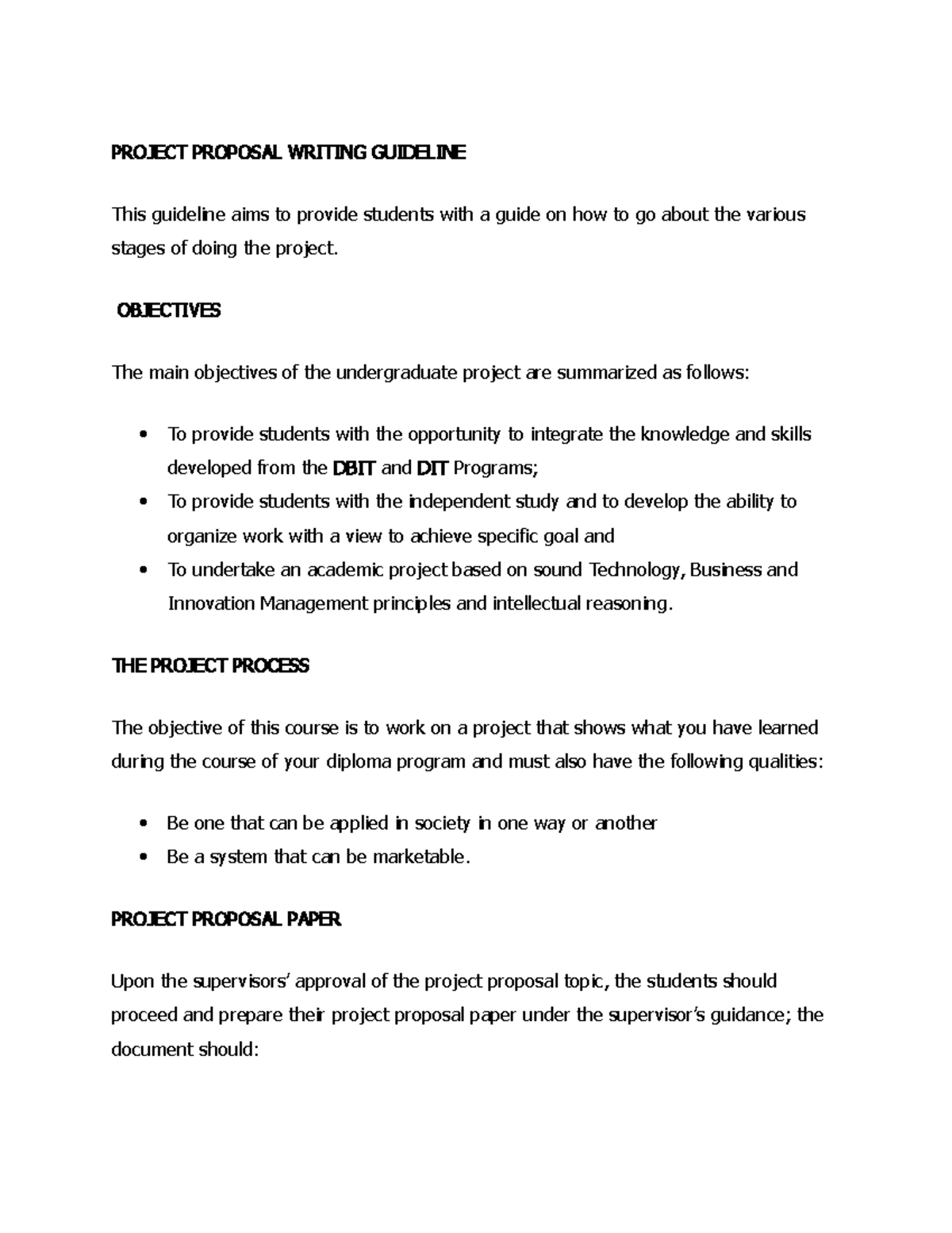 DBIT 2023 Project Proposal Writing Guidelines and Best Practices - Studocu