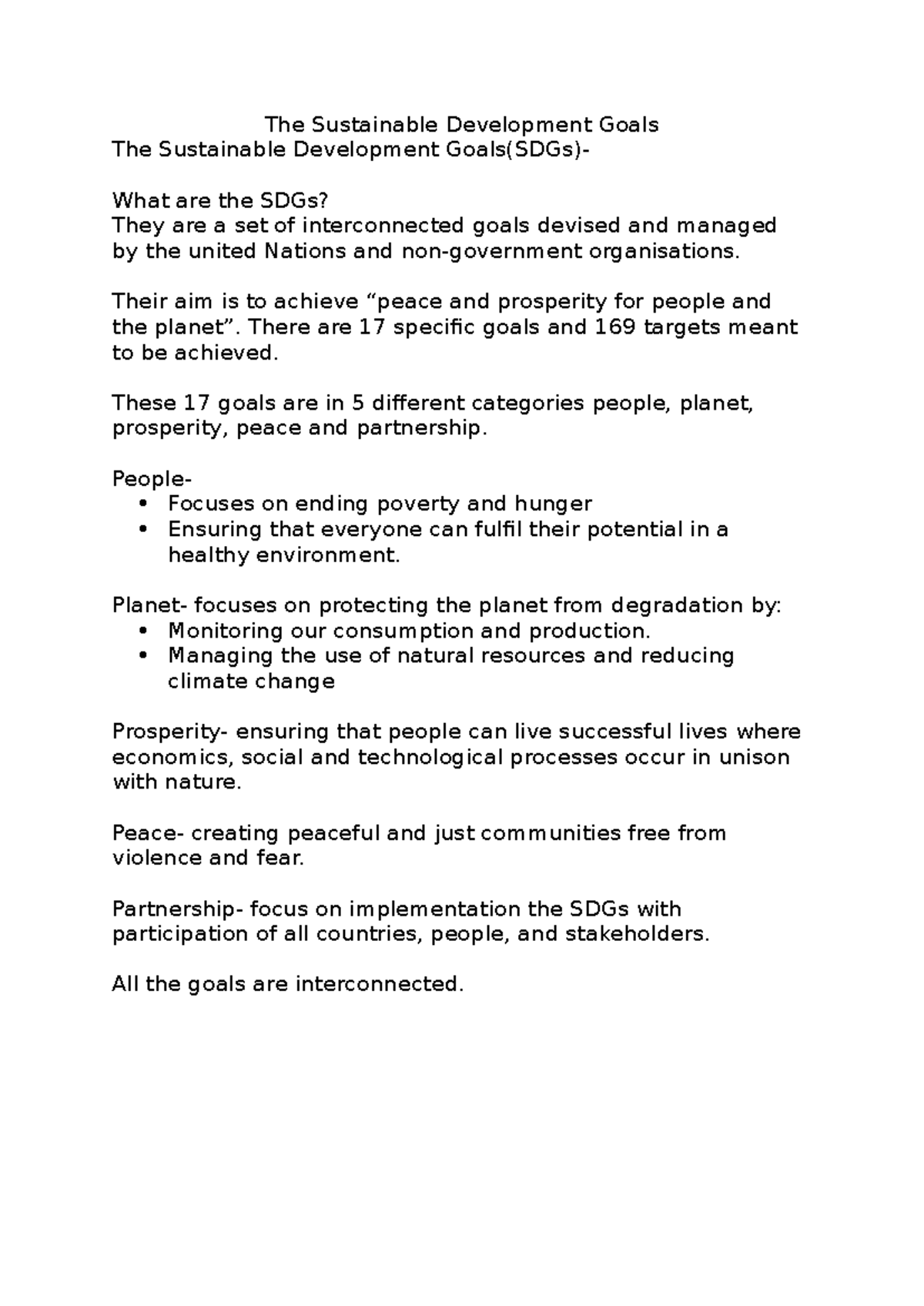 Sustainable Development Goals (SDGs): Overview and Objectives - Studocu