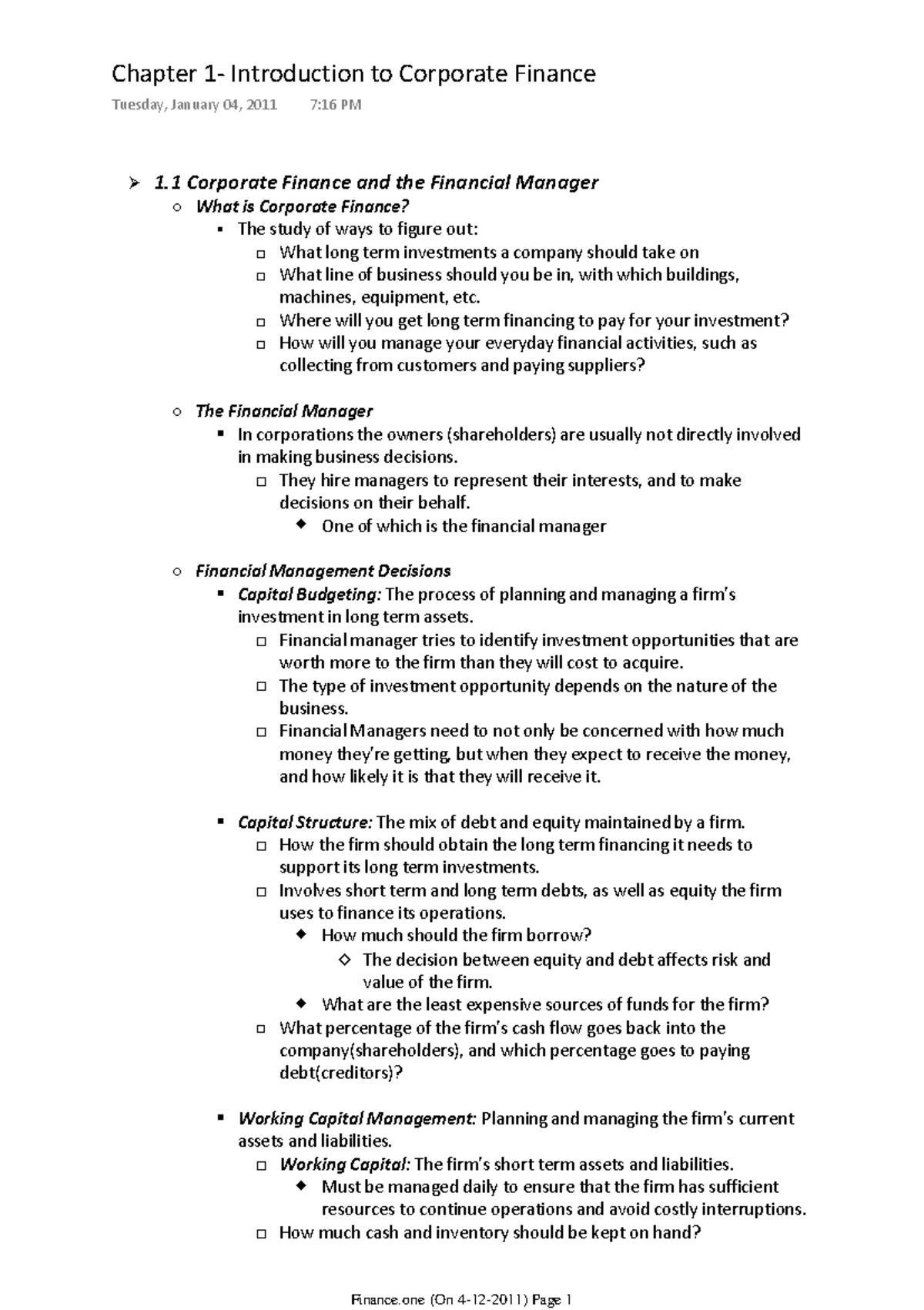 COMM 298 Final Exam Study Guide: Key Concepts in Finance - Studocu