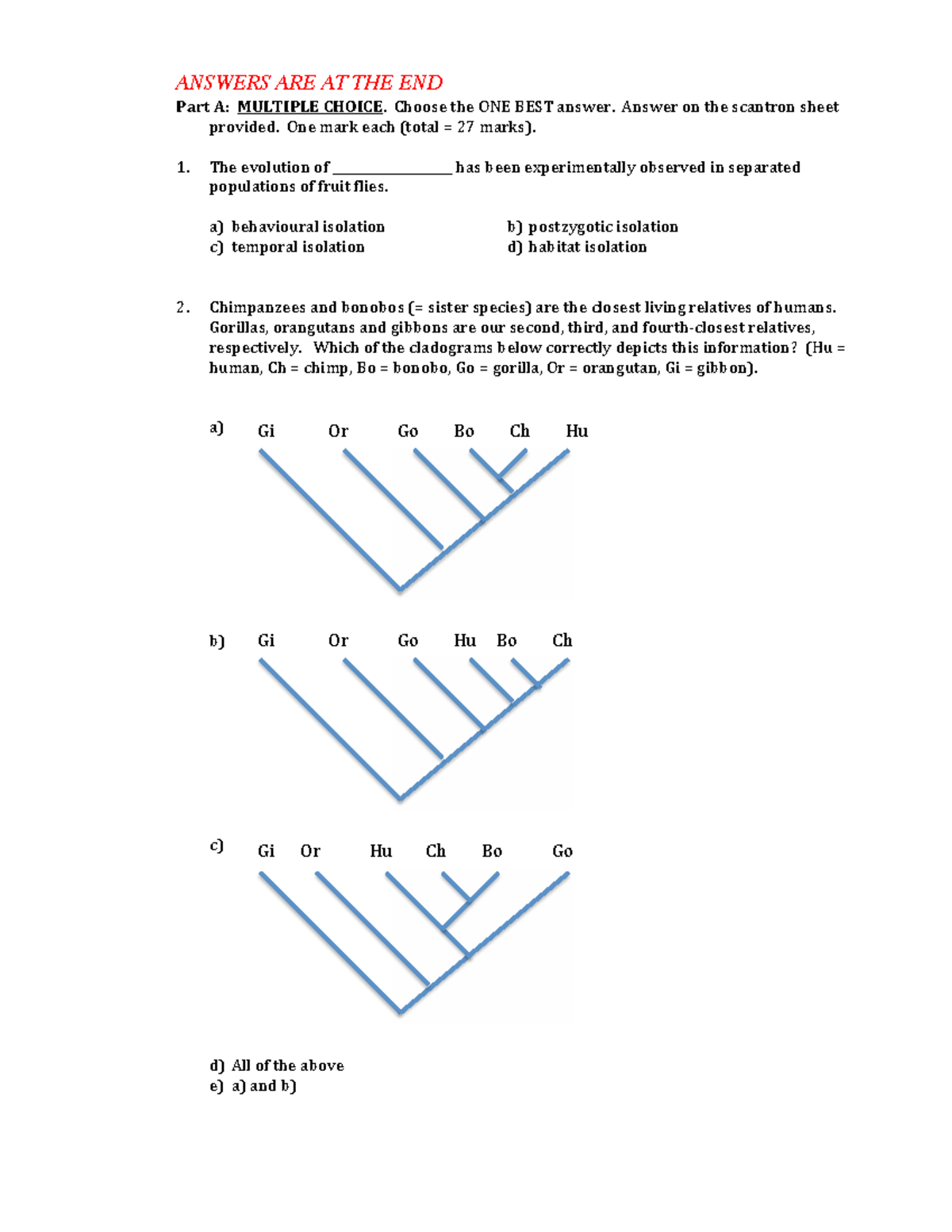 Test 2 Practice Questions & Answers (BIO 101) - Studocu