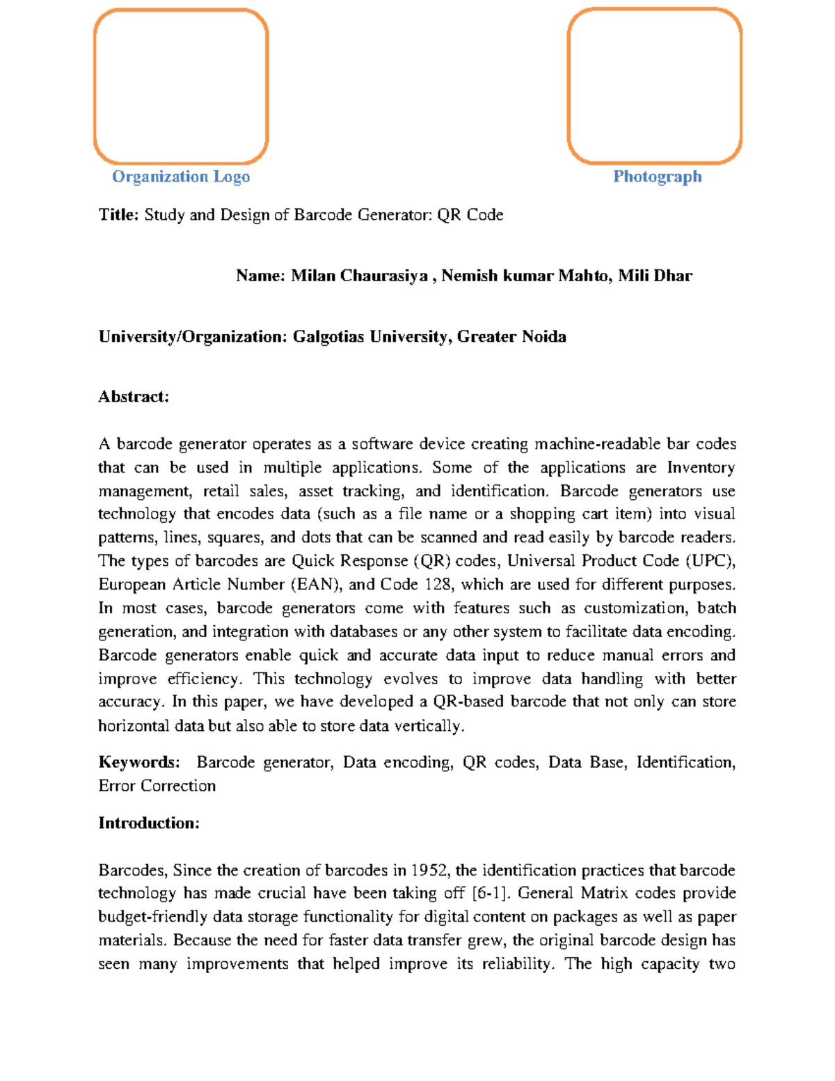 Study and Design of Barcode Generator: QR Code Applications and ...