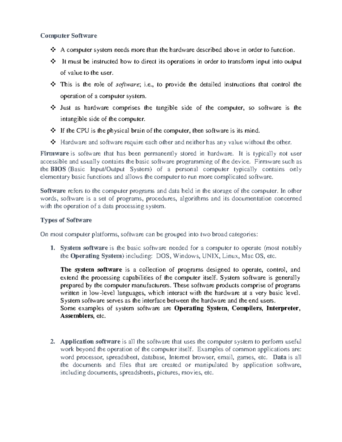 Computer Software - Revision materials - Computer Software A computer ...