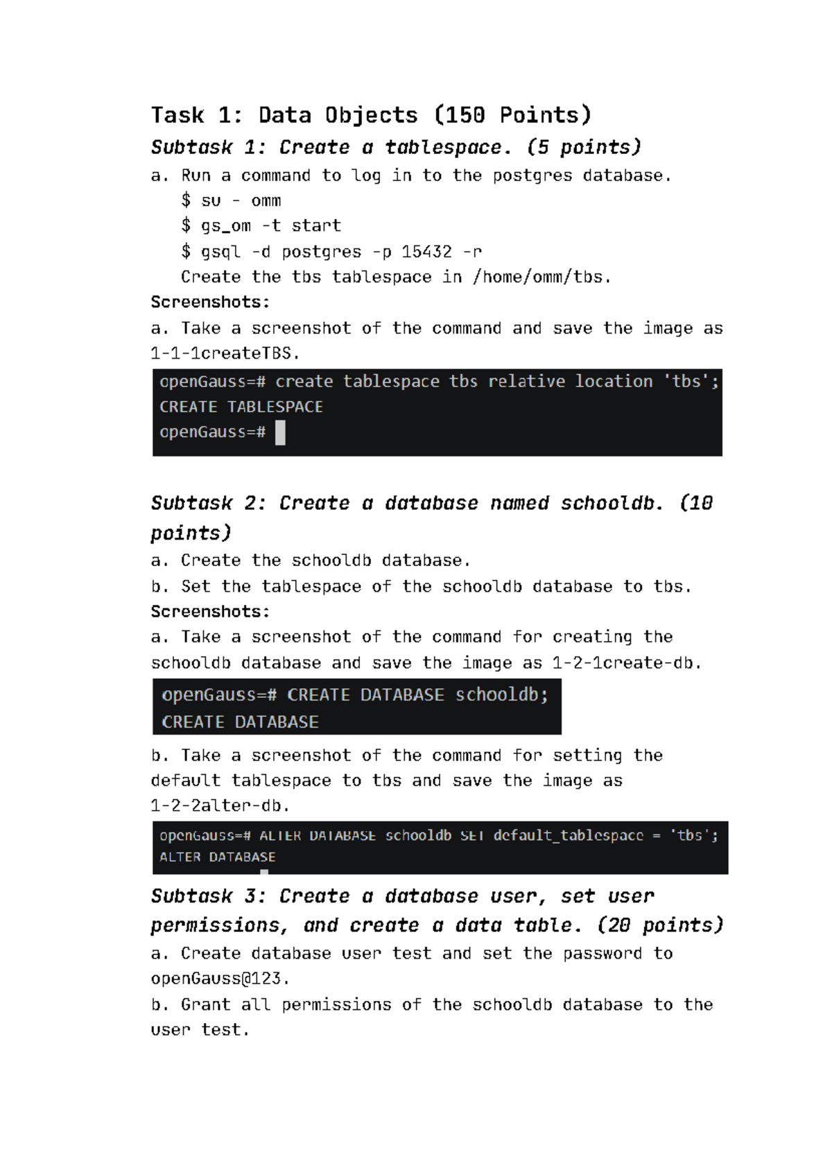 Task 1: Database Operations in Global Stage 2023 - open Gauss (150 ...