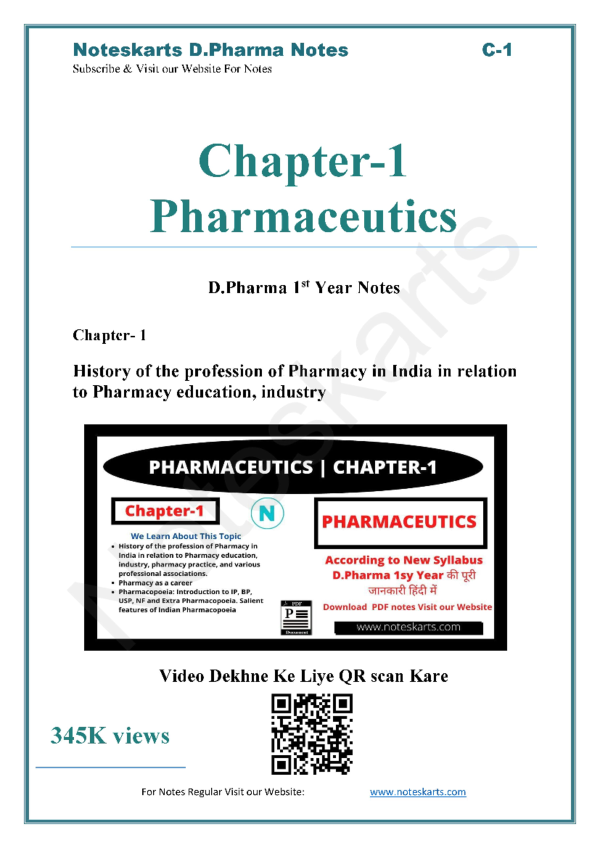 Chapter 1 Complete Notes on Pharmaceutics I (ER20) by Noteskarts - Studocu