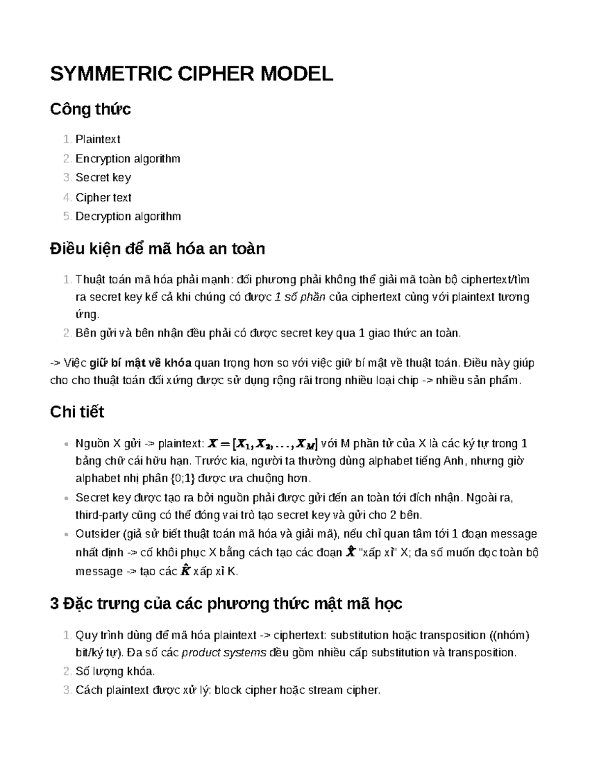 Mô Hình Mã Hóa Đối Xứng - SYMMETRIC CIPHER MODEL - Studocu