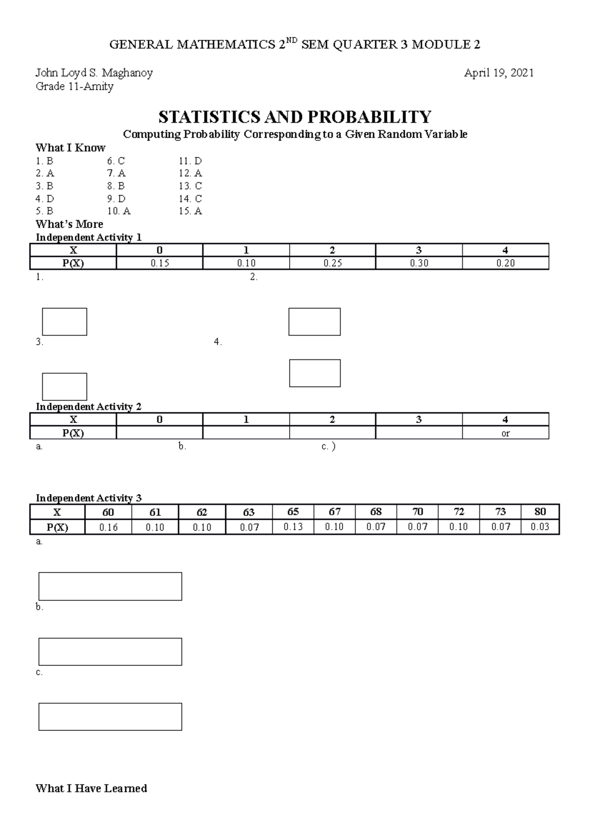 General Mathematics 2ND SEM Q3 Module 2: Stats & Probability Insights ...
